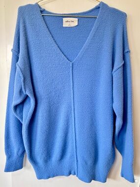 Wilfred| Aritzia| Light Blue ‘Hush Knit’ V-Neck Cozy Sweater Sz S